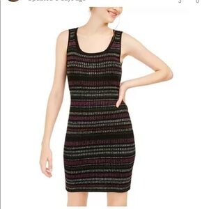 PLANET Gold Sleeveless Stripes Metallic Mini Dress Sz L NWT